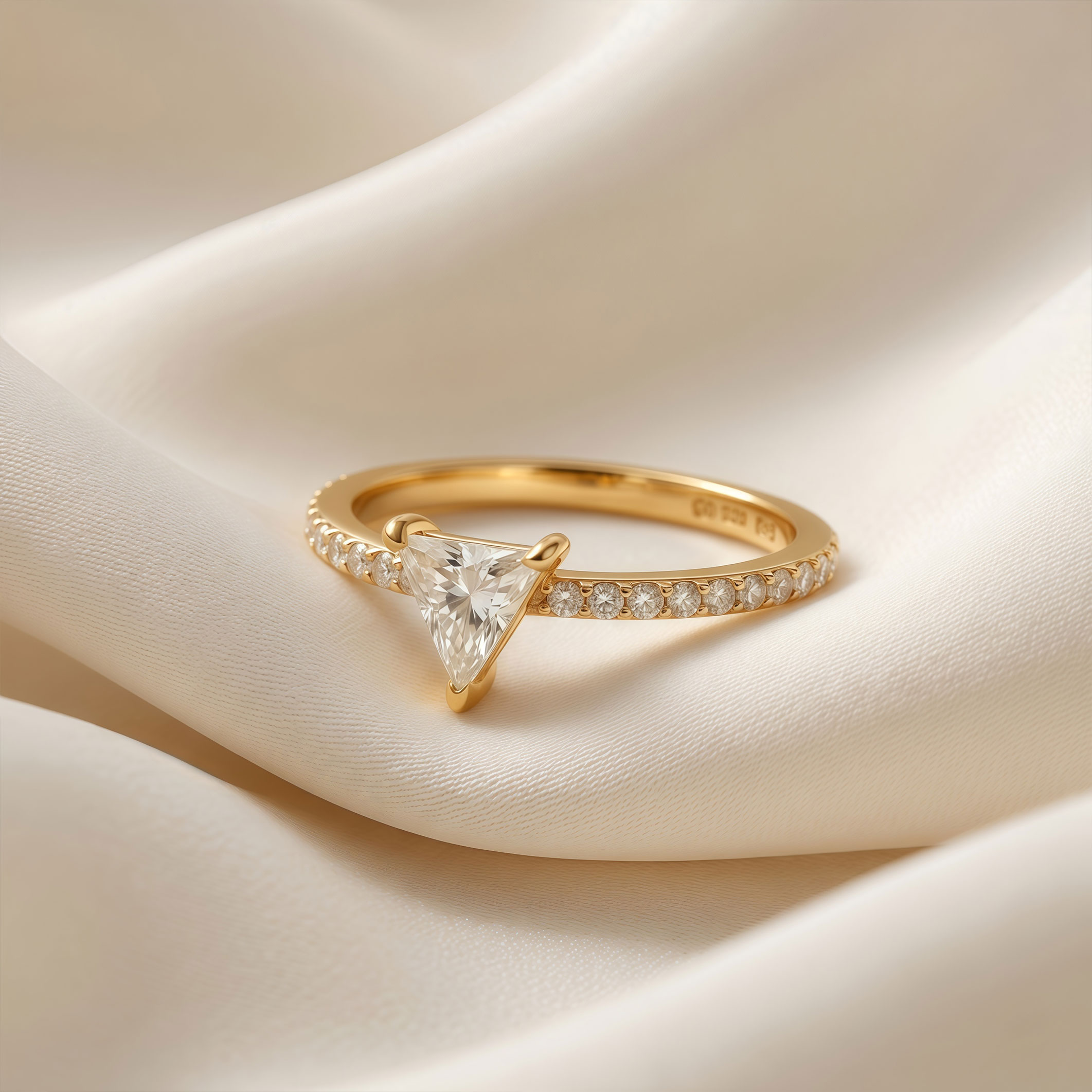 Triangle Solitaire Gold Ring
