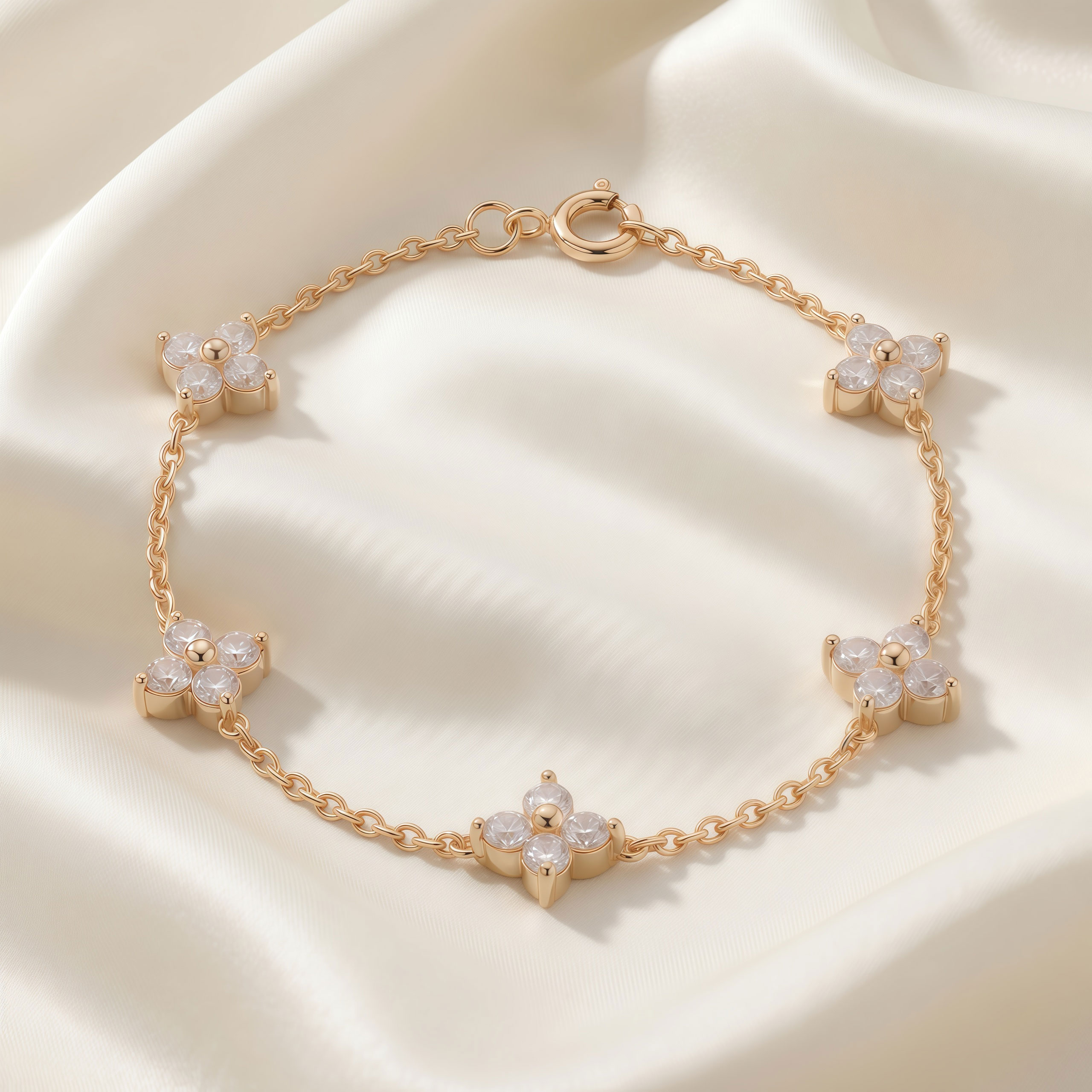 Floral Sparkle Gold Bracelet